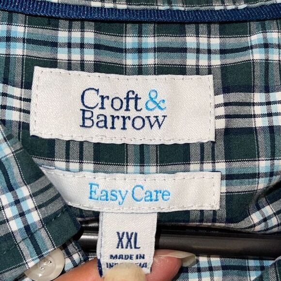 Set of 2 Croft & Barrow Mens Easy Care Plaid Button Down Shirt Gray Black XXL - Picture 3 of 9